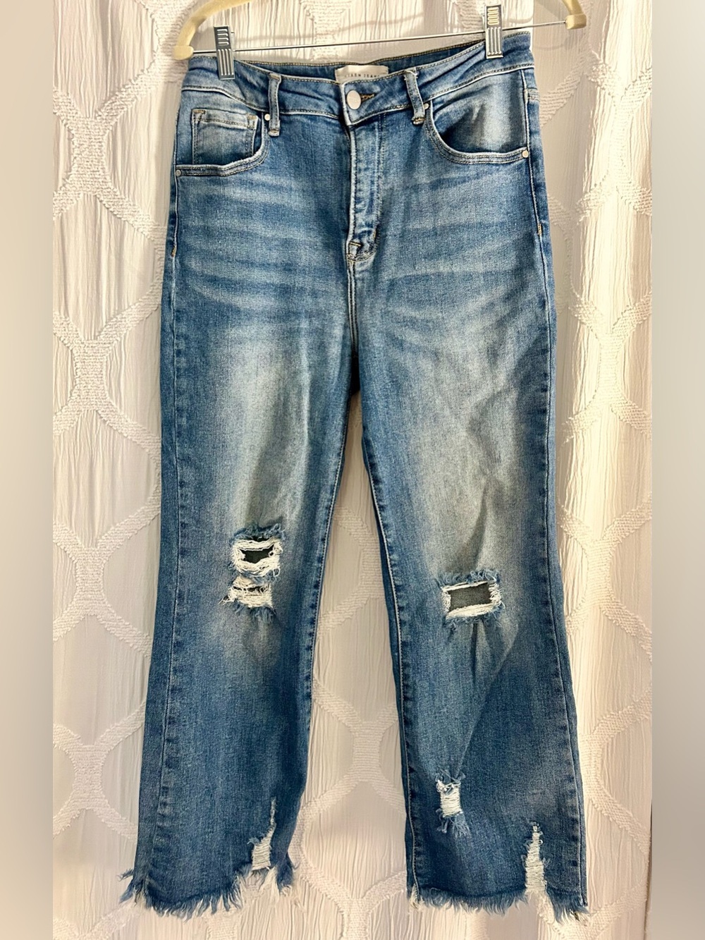 Distressed Risen Cropped Women’s Jeans Denim 11/30